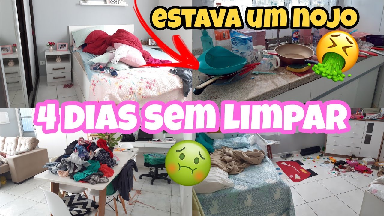CANSEI! 4 DIAS SEM LIMPAR A CASA 🤢 | ESTAVA UM NOJO 🤮 | LEVEI O DIA TODO PARA LIMPAR 😰