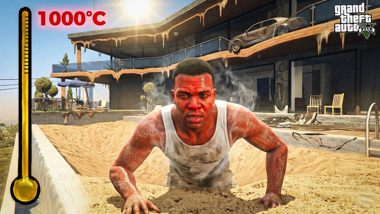 Franklin Almost K*lled In The Extreme Hot DAY in GTA 5 ! (GTA 5 mods)