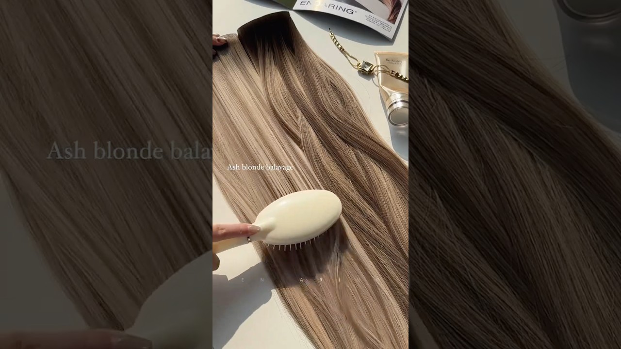 Comparison of 2 balayage colors💛Ash blonde balayage & neutral blonde balayage✨ #balayageextensions