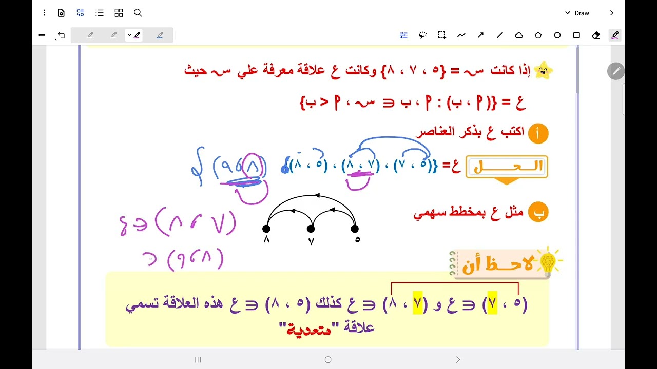 العلاقة وخواصها( التعدي )