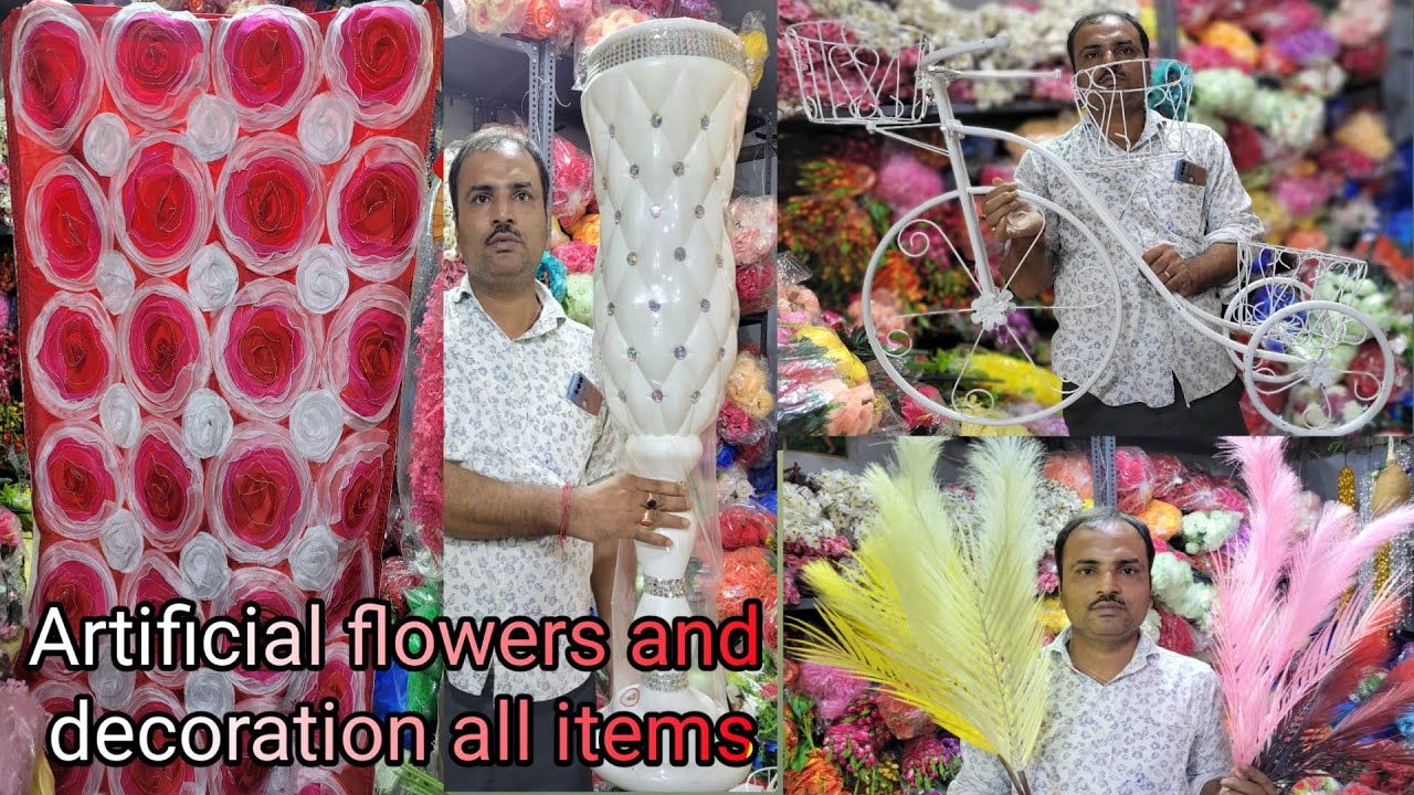 Artificial flowers and decoration all items in Kolkata wholesale market | Kolkata flower market
