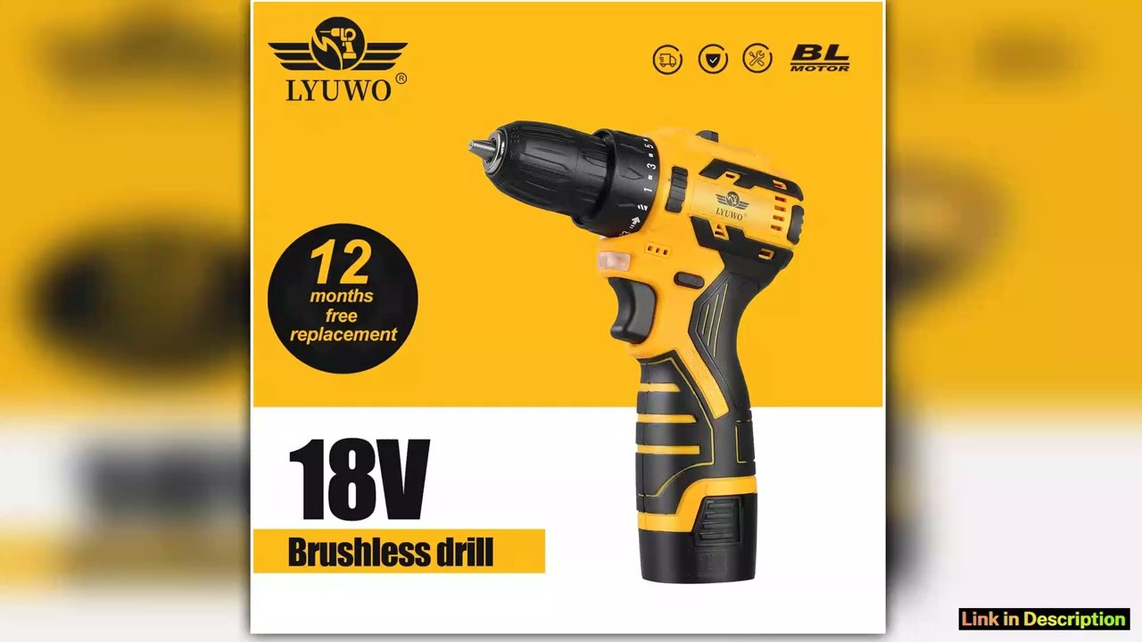 LYUWO 168V Brushless Electric Drill 35NM Cordless Drill Mini Electric Screwdriver Lithium Ion