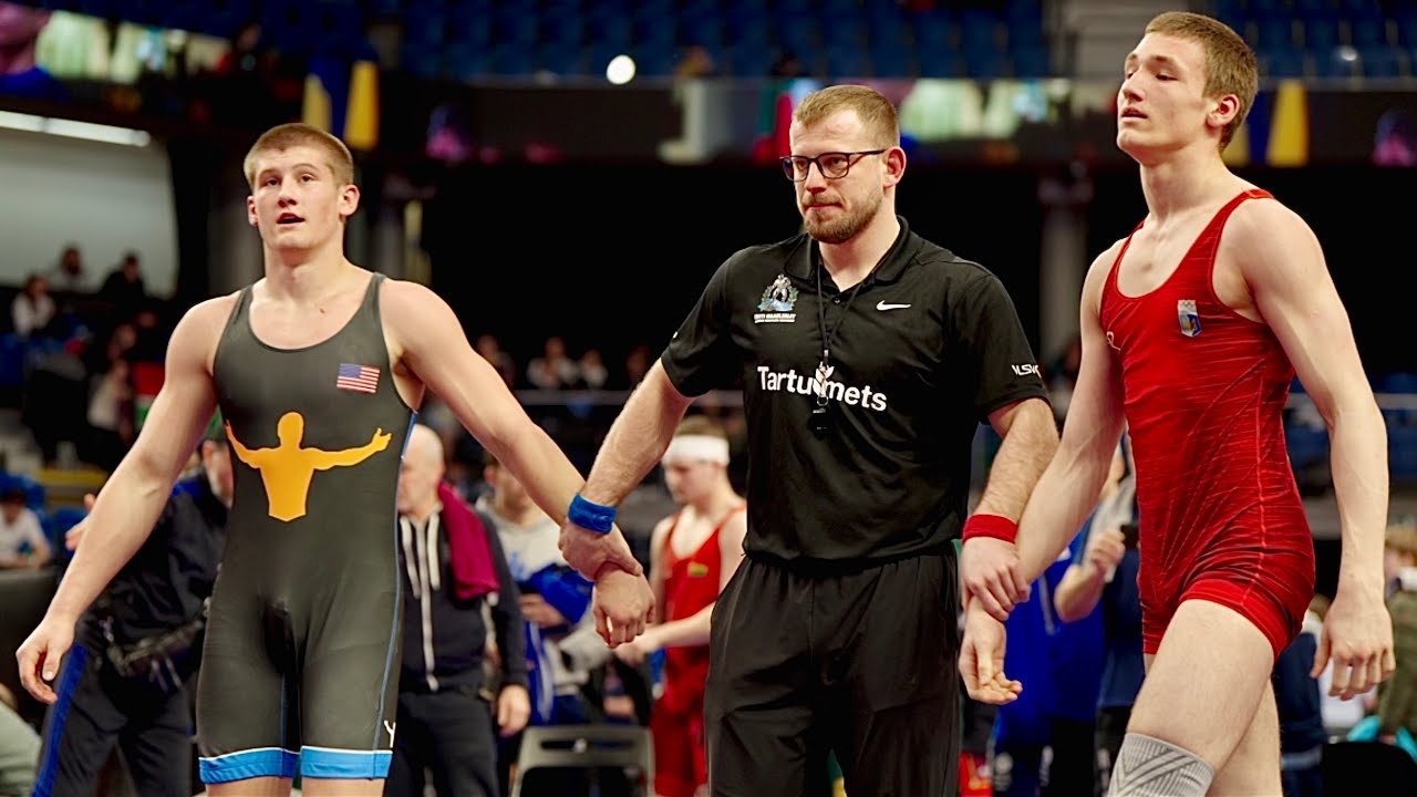 U17 Salakhuddin Abdulaiev (GER) vs Brenden Ging (USA) 80kg. Freestyle boys youth wrestling.