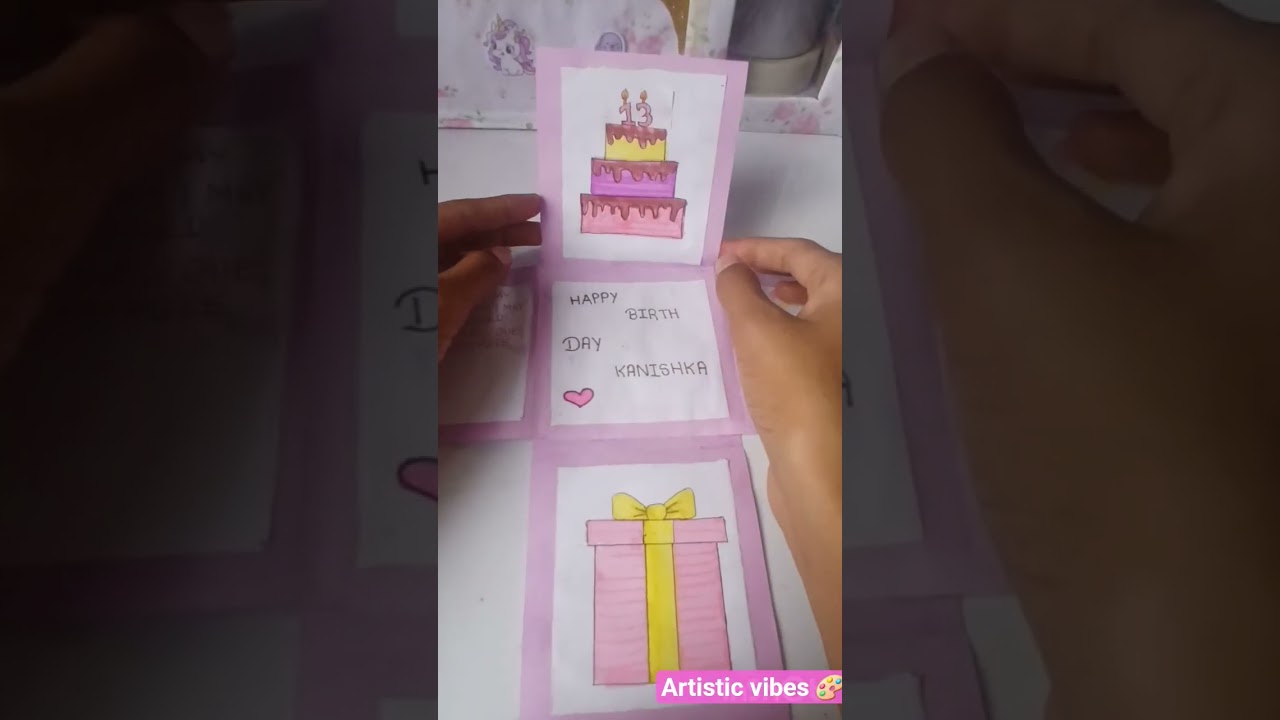 💖cute birthday card for bestie 💓 #handmade #shorts #diycrafts #easy #artisticvibes