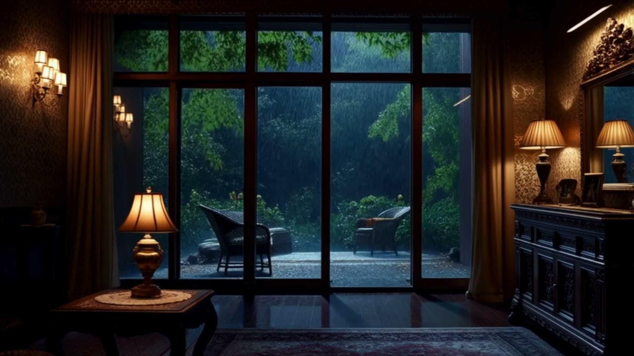 Cozy Cabin Rain at Night – 3 Hours Forest Rain Sounds for Deep Sleep | No Music