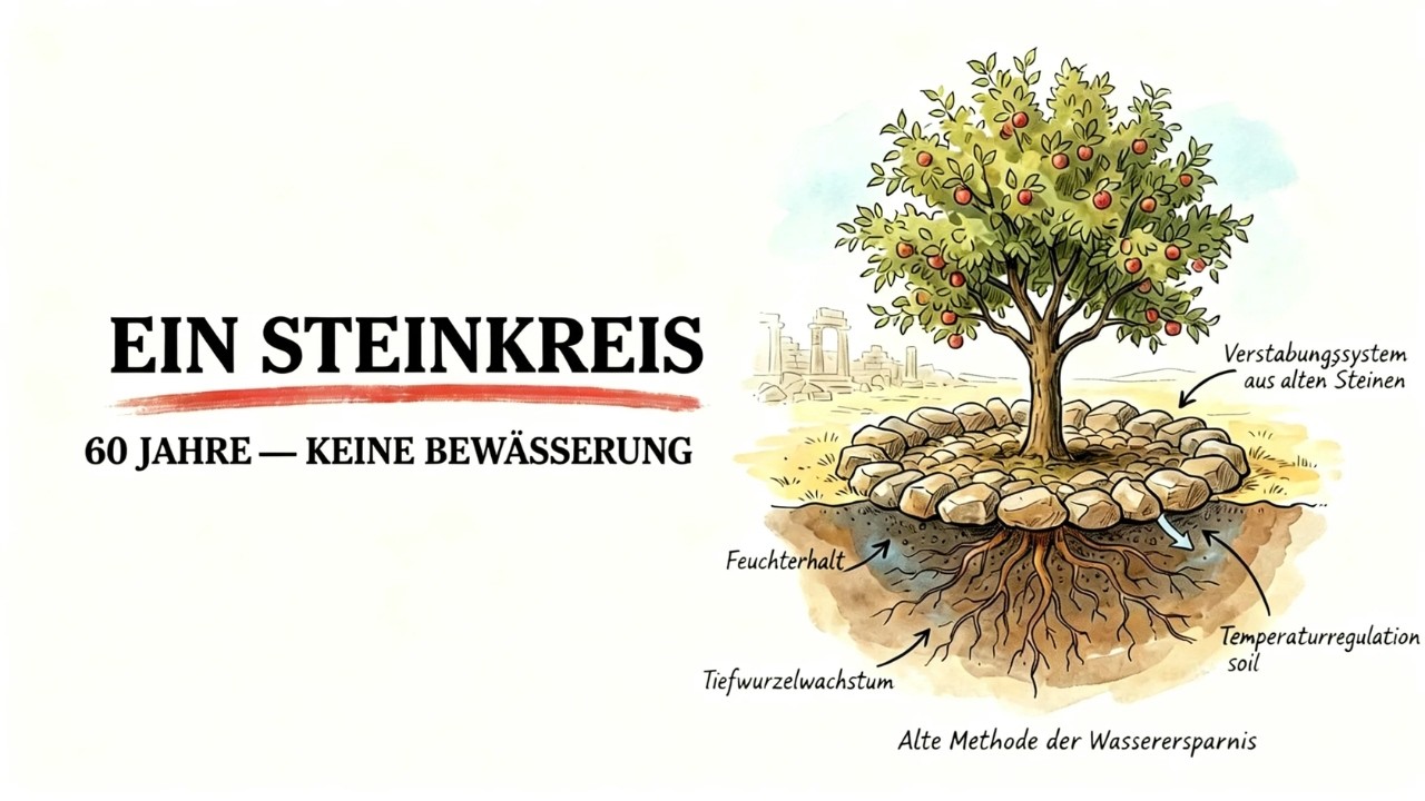 Ein Kreis aus Steinen = 60 Jahre ohne Gießen – Dieser Baum bewies, was Rom vor 2.000 Jahren wusste