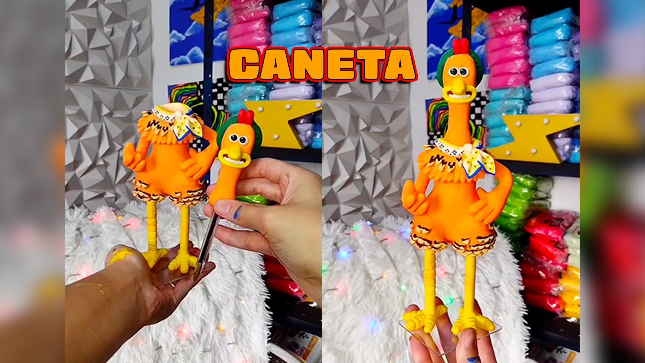 Ginger Fuga das galinhas em biscuit - Caneta - DIY - Volta às aulas 2024 ✅
