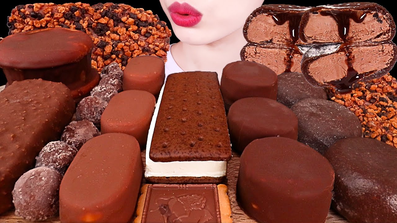 ASMR MUKBANG｜CHOCOLATE ICE CREAM GODIVA KITKAT SNICKERS RICE CAKES TICO etc.초코아이스크림 EATING SOUNDS 먹방