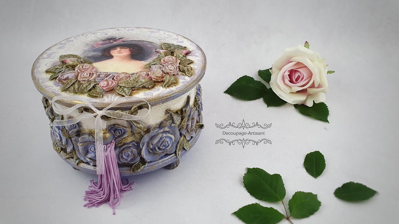 Decoupage # Szkatułka Dama i róże #cadence # DIY tutoeial
