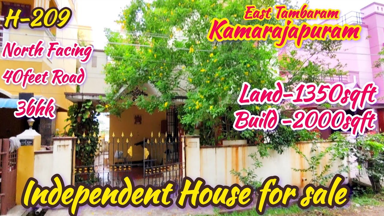 Independent House for sale in East Tambaram kamarajapuram  Land-1350sqft|40feet Road|3bhk|H-209.