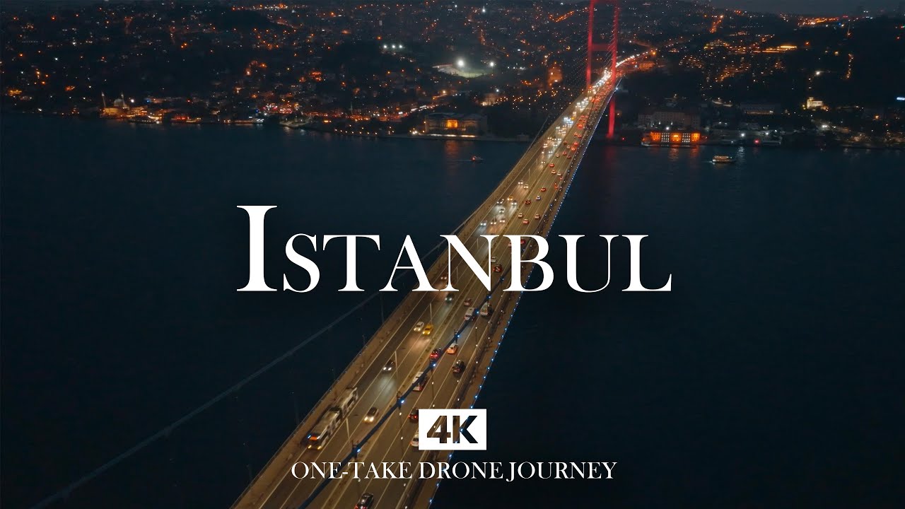 ISTANBUL in 4K &ndash; Bosphorus Bridge Night Traffic with Relaxing Piano, Ney and Kanun | Drone Flight