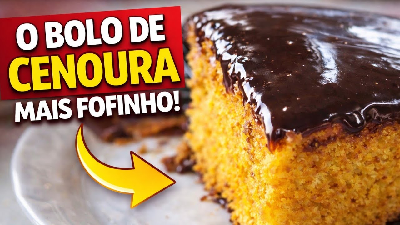 🍰 BOLO DE CENOURA BEM FOFINHO DE LIQUIDIFICADOR COM COBERTURA DE CHOCOLATE