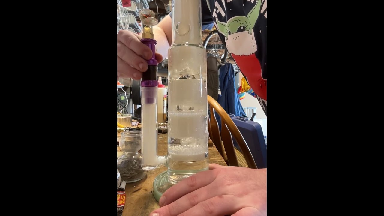 Clover Glass| Double Honey Comb Percolator to Vortex w/Ice Catch| 18mm| Metal Carbon Ash Catch
