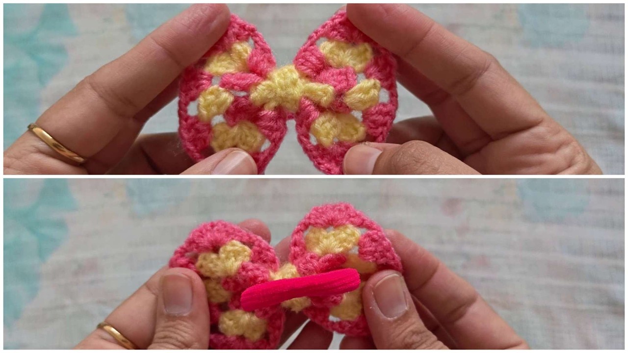 How to Make a Bow Band Using a Small Granny Square | Crochet DIY