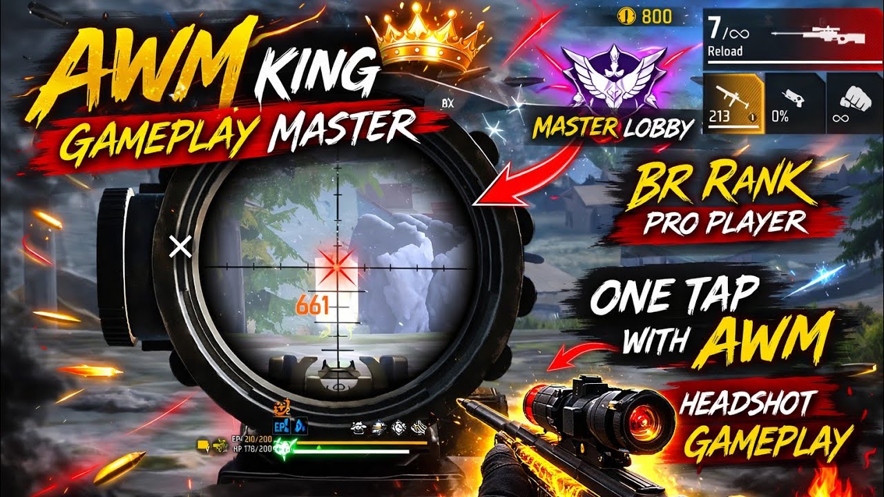 AWM king 👑 gameplay master Lobby Br rank pro player headshot gameplay 🔥