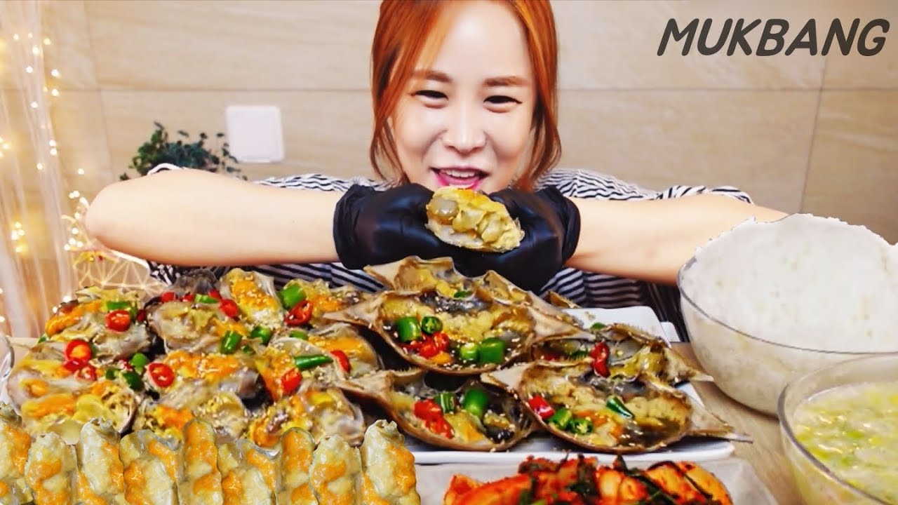 Субтитры) Соевый соус морской краб Кимчи ớt перца Корейская еда MUKBANG ASMR eating show