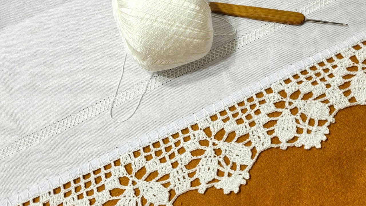Como fazer Barrado de Crochê para Pano de Prato Fácil - 525