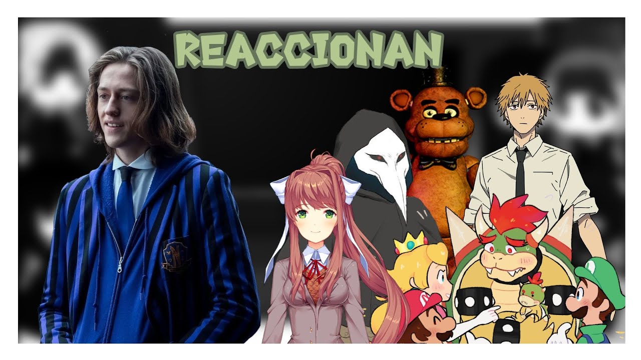 los amigos de merlina reacciónan a RAP de LOS SCP, RAP DE FNAF, MONIKA, PEACHES, BESO DE....