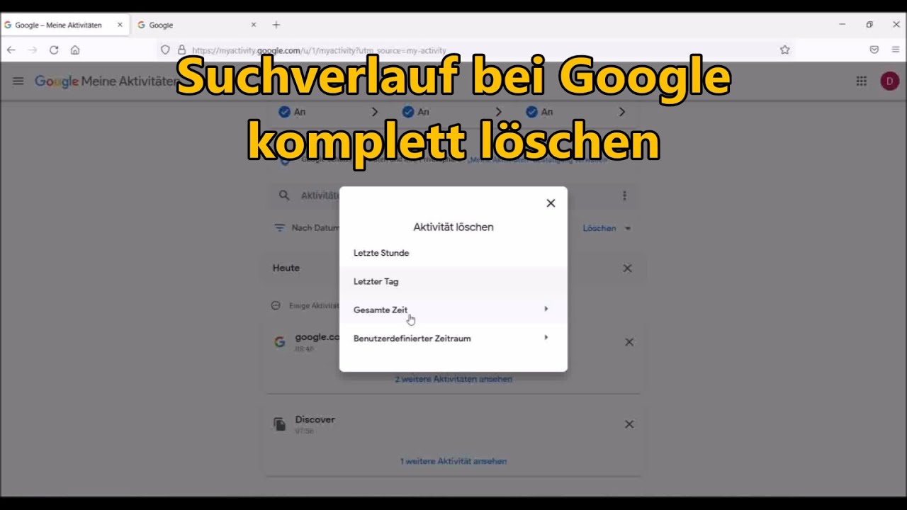Google Suchverlauf l&ouml;schen Internetsuchverlauf komplett l&ouml;schen bei Google