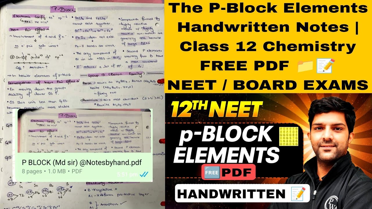P-Block Handwritten Notes by MD Sir | Inorganic Chemistry | NEET & JEE 2026 | PW | Mohit Dadheech