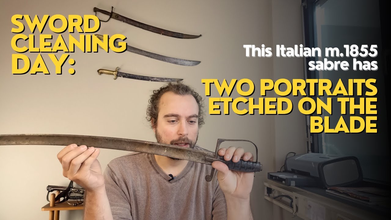 Cleaning an Italian m.1855 sabre etched by an artist