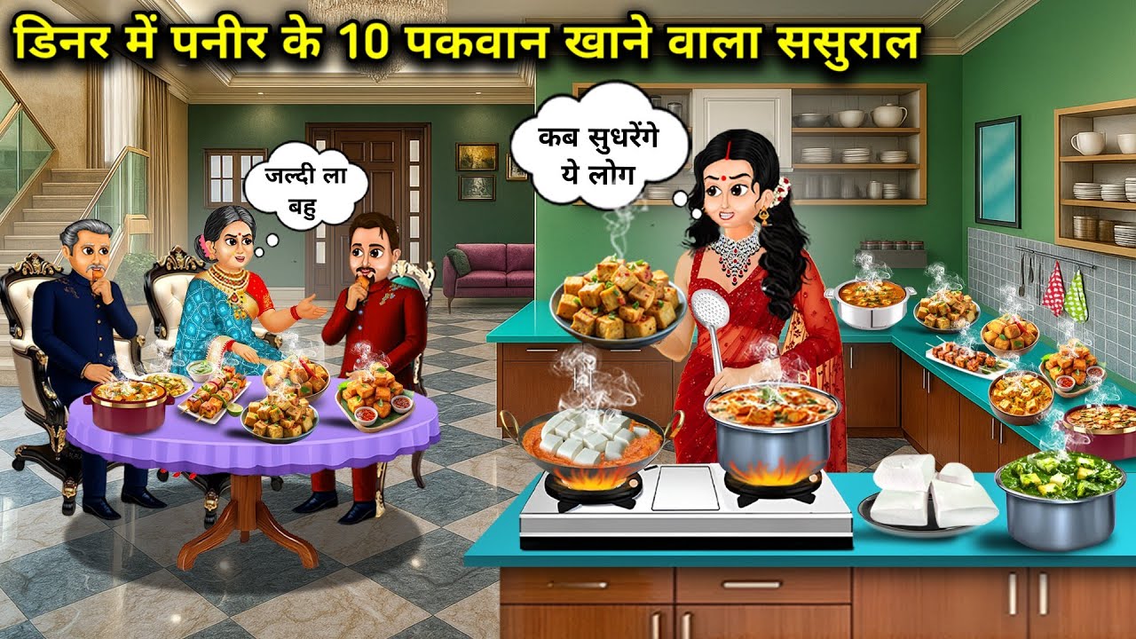 डिनर में पनीर के 10 पकवान खाने वाला ससुराल||In-laws who eat 10 dishes of paneer for dinner||cartoon 