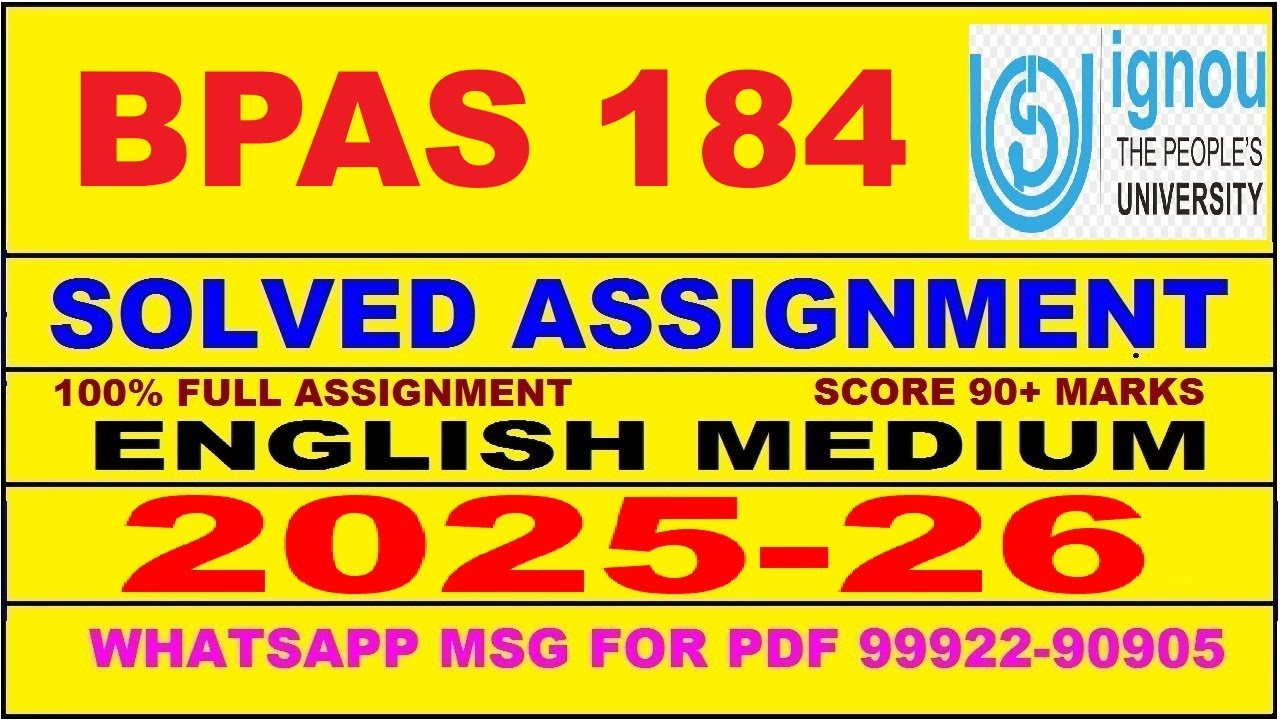 BPAS 184 solved assignment 2025-26 in English || bpas 184 solved assignment 2026 || bpas184 2025-26