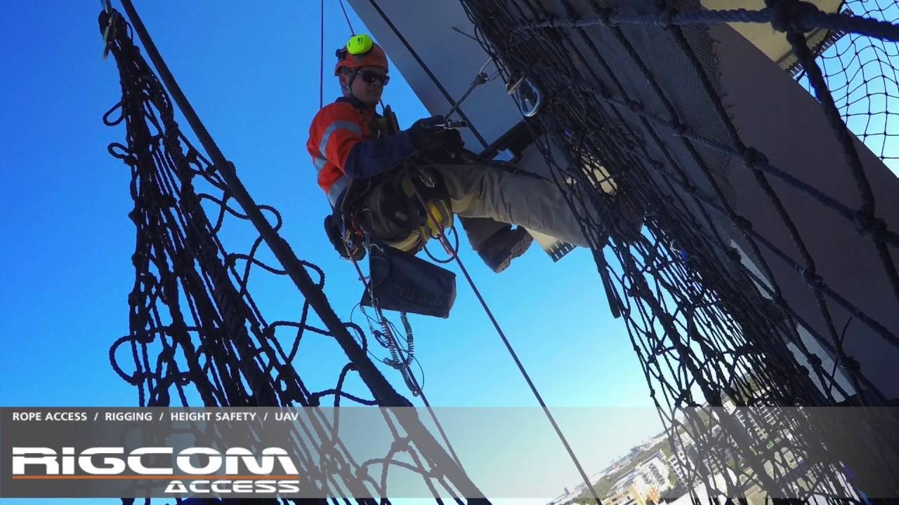 Rope Access installation of Safety Netting