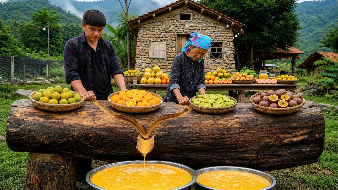 Making Fruit Juice With a Giant Wooden Press &ndash; Traditional Forest Life
