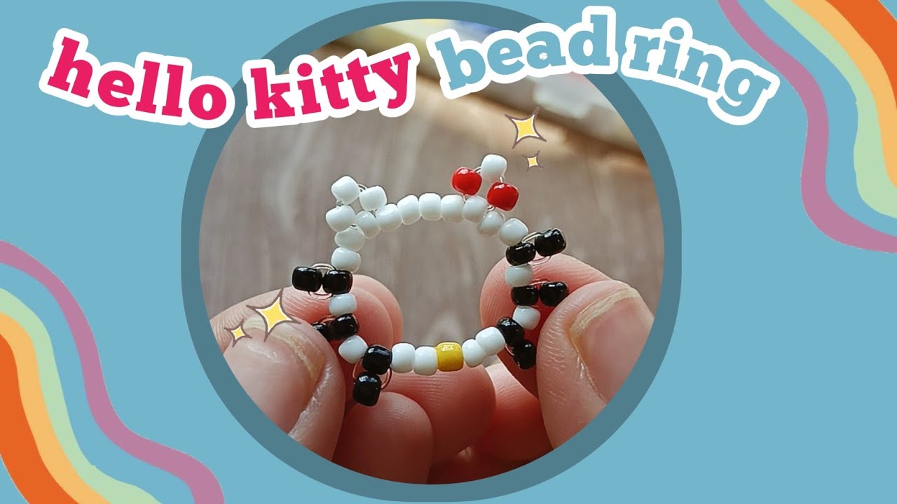 cincin manik manik hello kitty // hello kitty bead rings diy