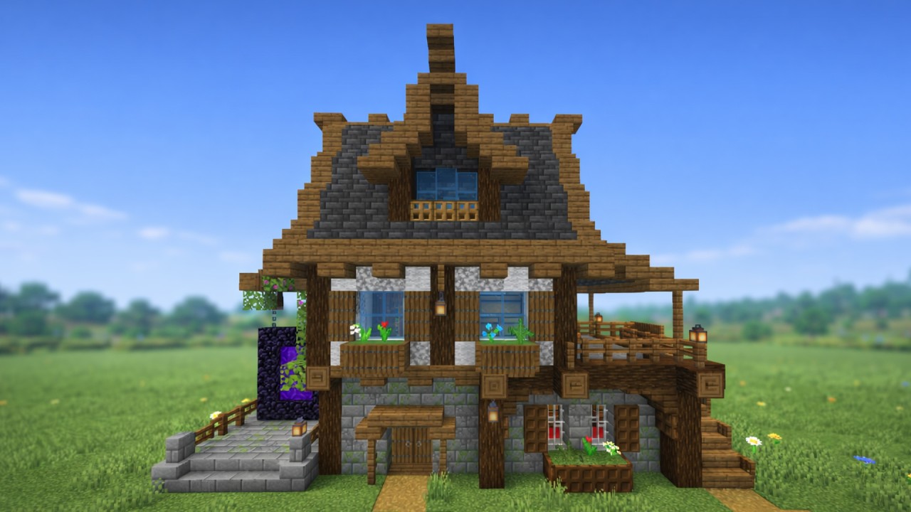 Minecraft Ultimate Survival House Tutorial 🏡 Easy Wooden Starter Base (1.21+ Survival Build)