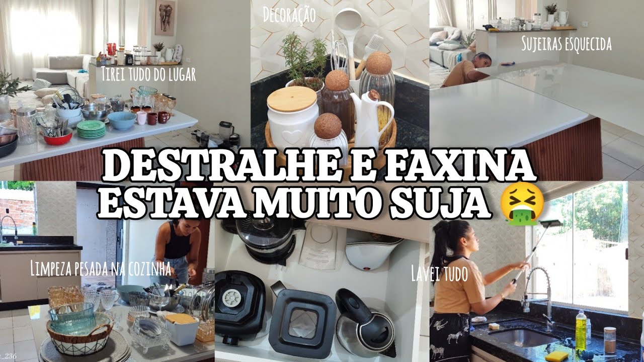 CASA DECORADA, VIDA ORGANIZADA ep.2 FAXINA E DESTRALHE NA COZINHA, estava muito suja🤮, organizei tud