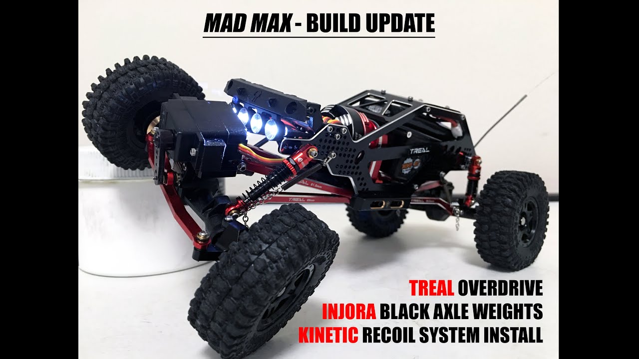 SCX24 ROCK RACER UPDATE: MAD MAX - KINETIC RECOIL INSTALL & TEST, INJORA AXLE WEIGHTS, TREAL O.D.