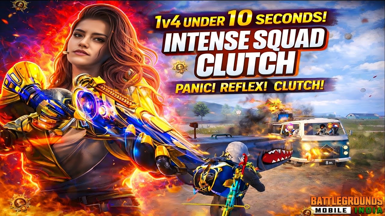 10 Seconds Me Pura Squad Down 😳 | 1v4 Clutch BGMI | 