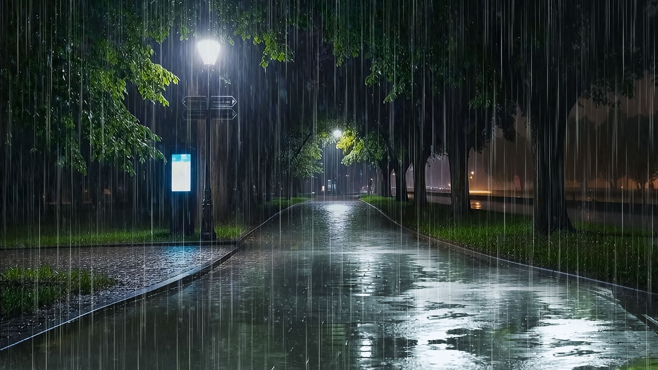 Relax & Sleep Deeply TONIGHT with Real Heavy Rain Falling on a Night Road | ASMR Nature Rain
