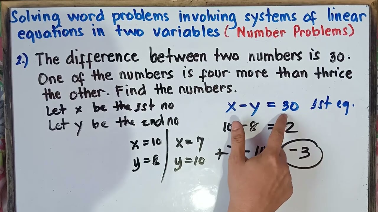 Solving Word Problems Involving Systems of Linear Equations in Two Variables ( Number Problems )
