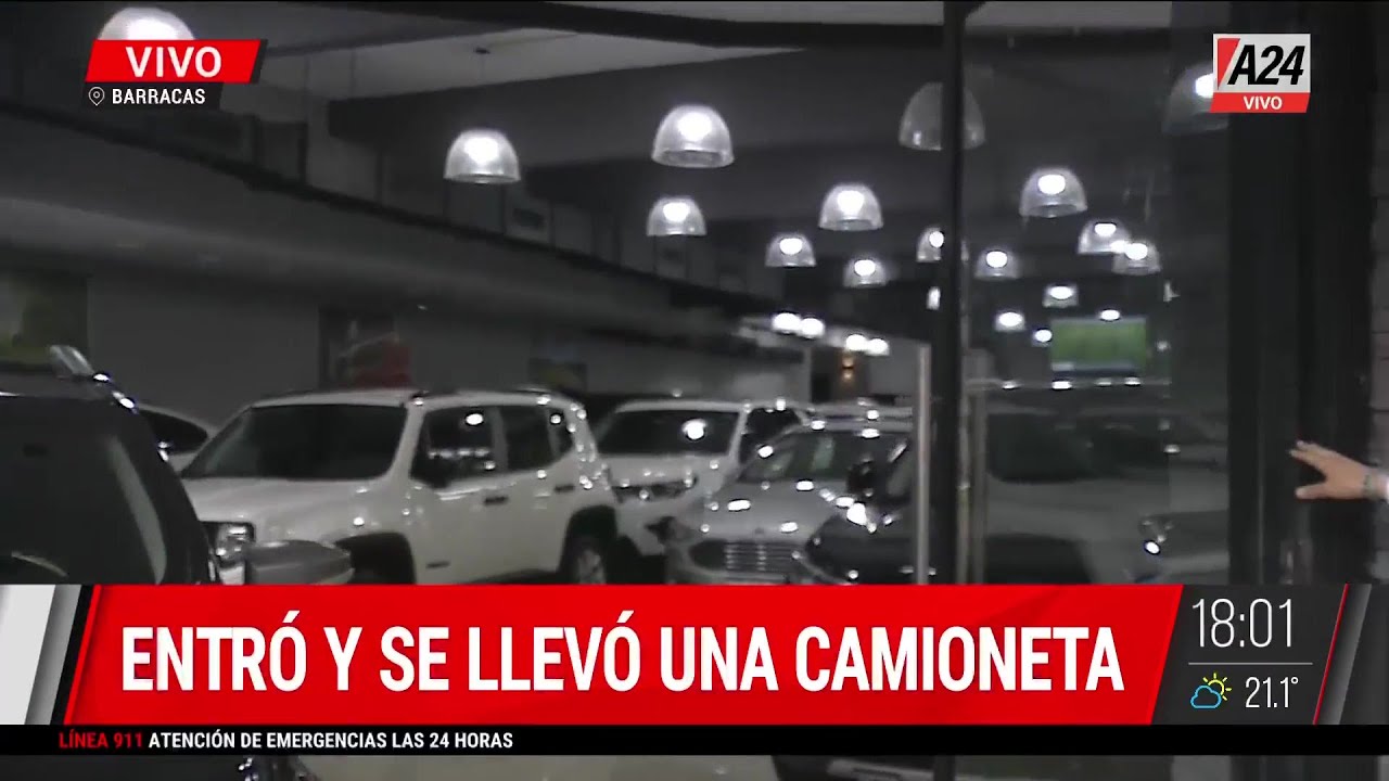 🚨INCREÍBLE ROBO EN UNA CONCESIONARIA: ROMPIÓ EL PORTÓN Y SE LLEVÓ UNA CAMIONETA