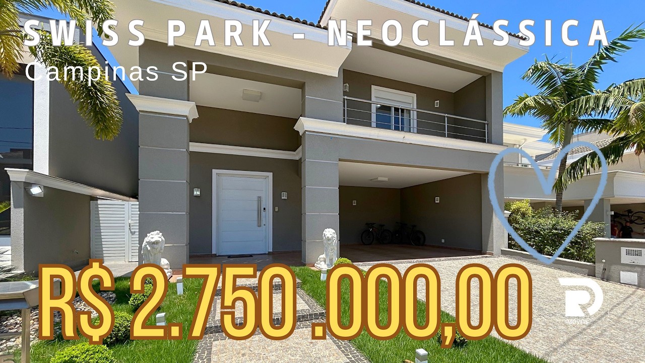 ⚜️SWISS PARK! CASA NEOCLÁSSICA, EM RUA TRANQUILA, 356M², 3 SUÍTES, PRIVACIDADE TOTAL NA PISCINA❤️
