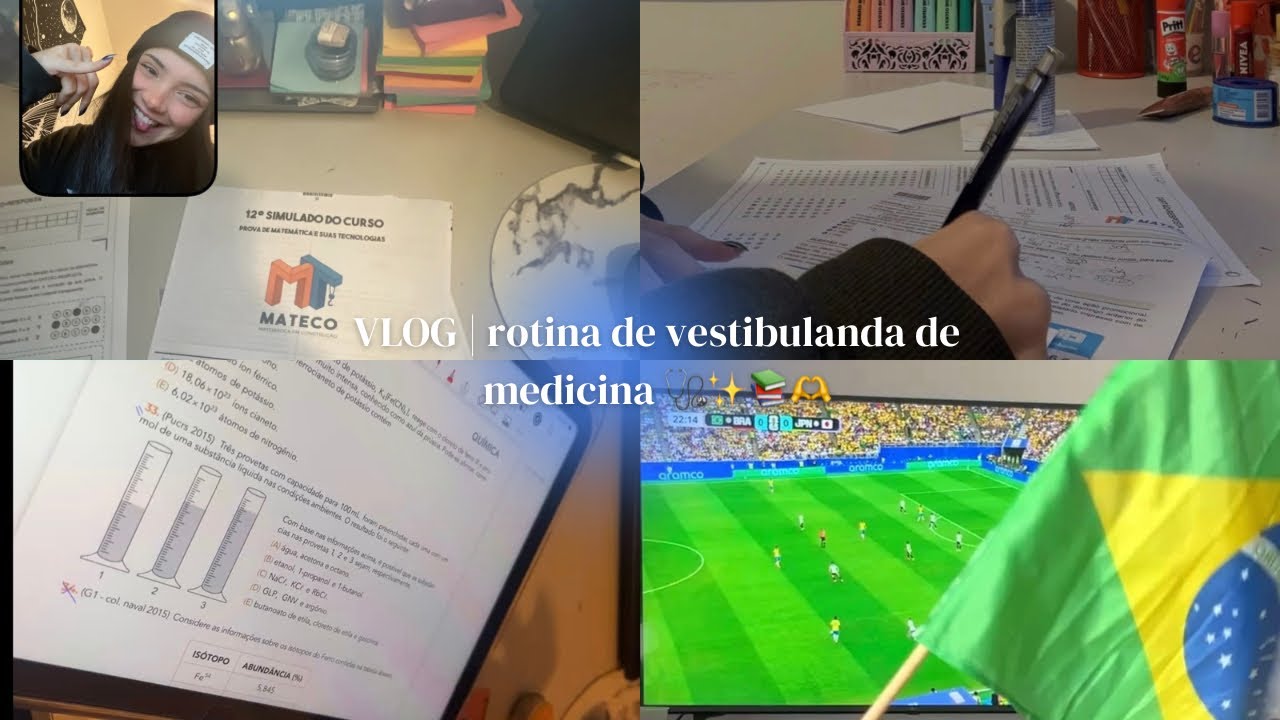 VLOG | rotina de vestibulanda de medicina: estudando de madrugada, jogos da copa e simulado ✨