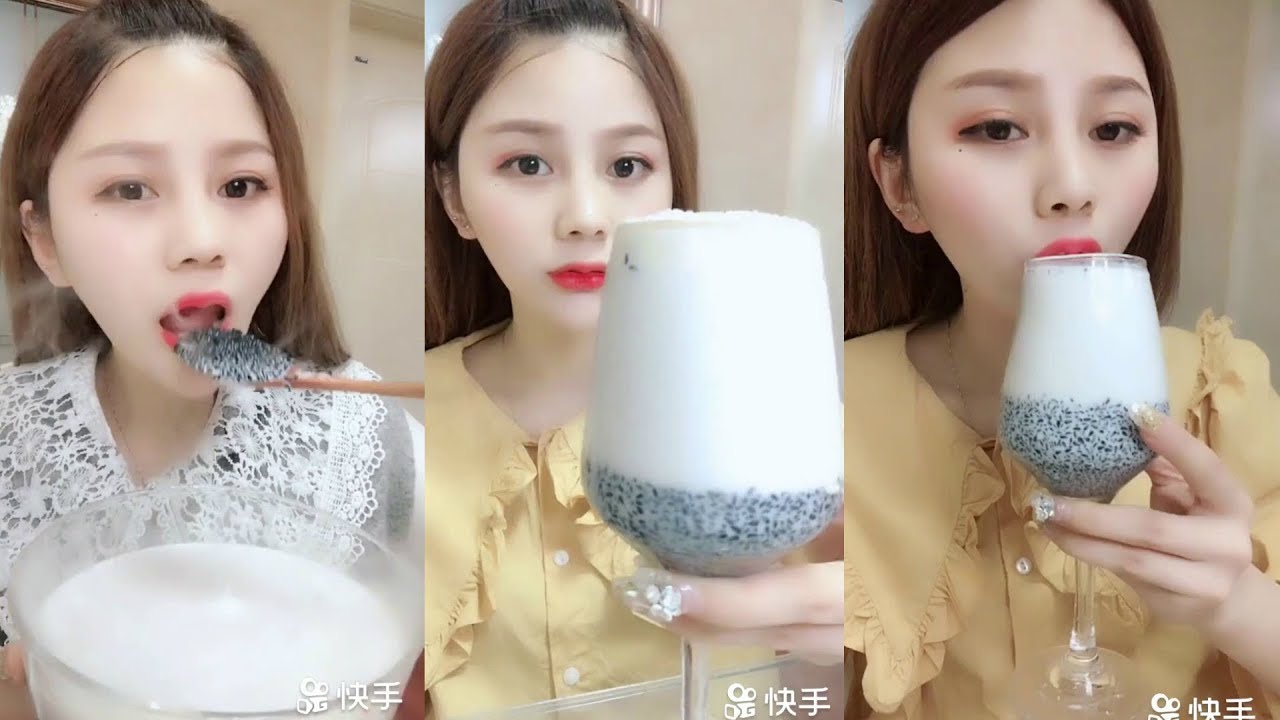 Dondurulmamış Sulu Susamlı Süt Yemek #166 ASMR ( Eating Juicy Sesame Milk )