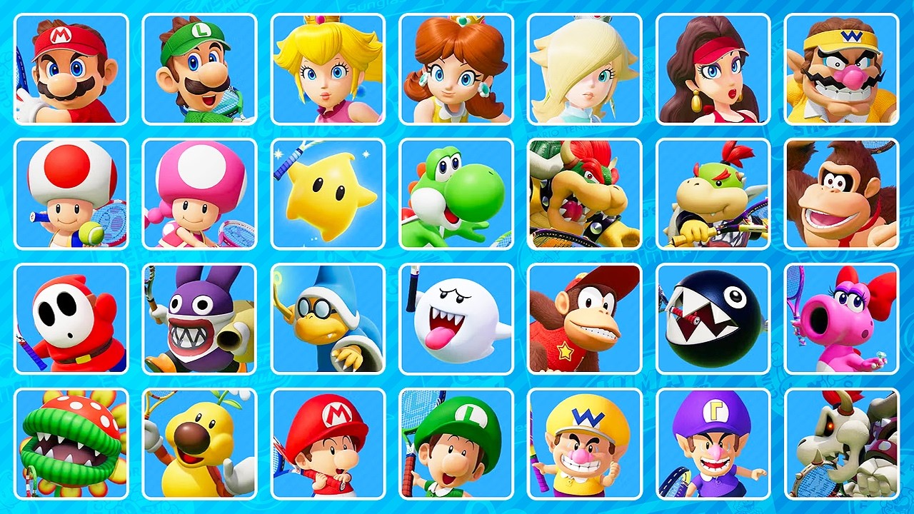 Mario Tennis Fever - All Characters