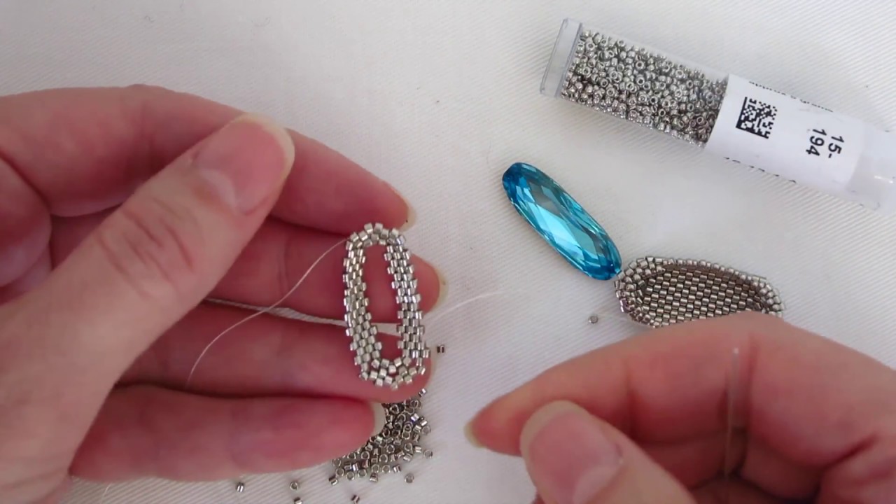 Beadweaving Tutorial: Bezel for a Long Oval Swarovski Crystal Rhinestone