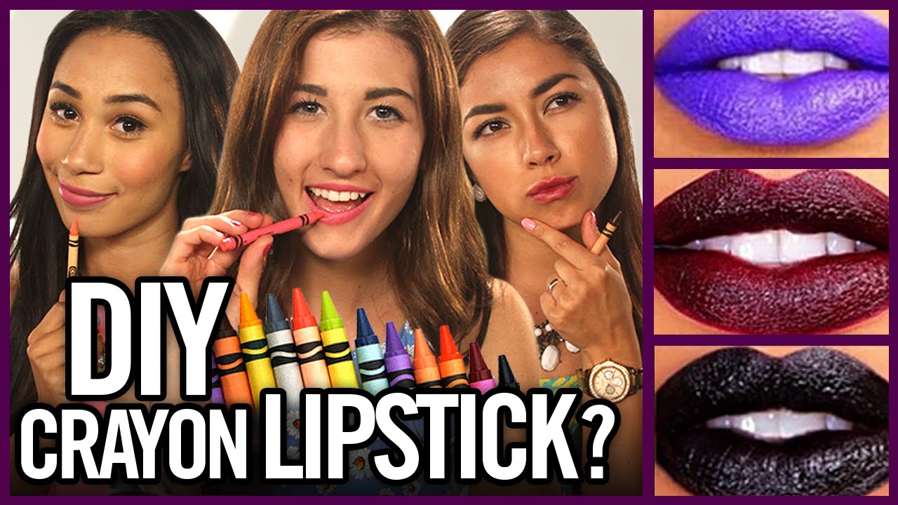 DIY LIPSTICK with CRAYONS - Makeup Mythbusters w/ Maybaby, MyLifeAsEva & Jeaninegirl94