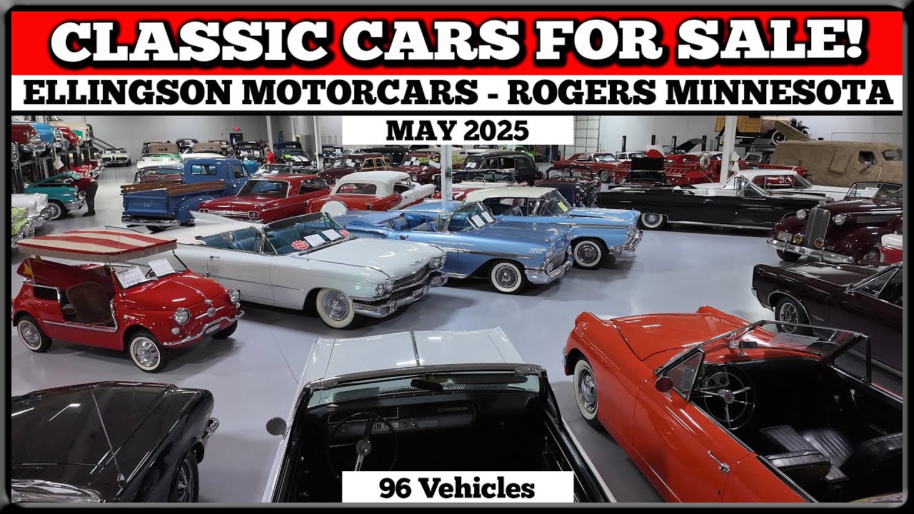 Tour of Classic Car Showroom Ellingson Motorcars in May 2025. Classic Cars and Trucks for sale