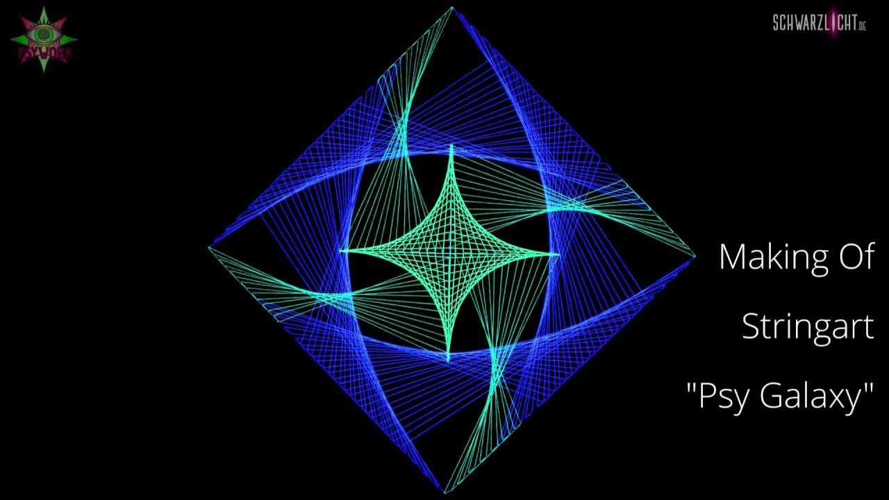 DIY Making Of Blacklight Stringart Yarn Art Deko Psy Galaxy by schwarzlicht.de