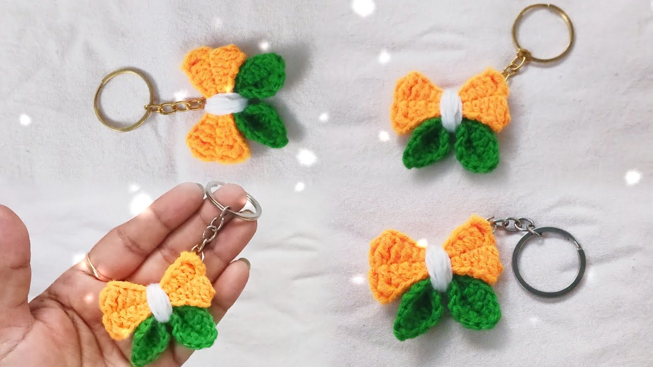 Republic Day Special 🇮🇳Tricolour Bow Keychain| Tricolour Crochet Bow Keychain Tutorial For Beginners