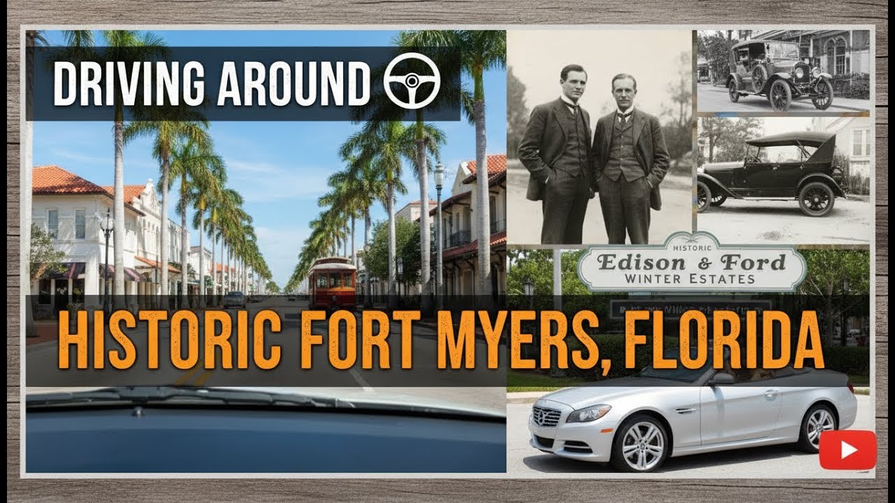 Driving around Historic Fort Myers, Florida