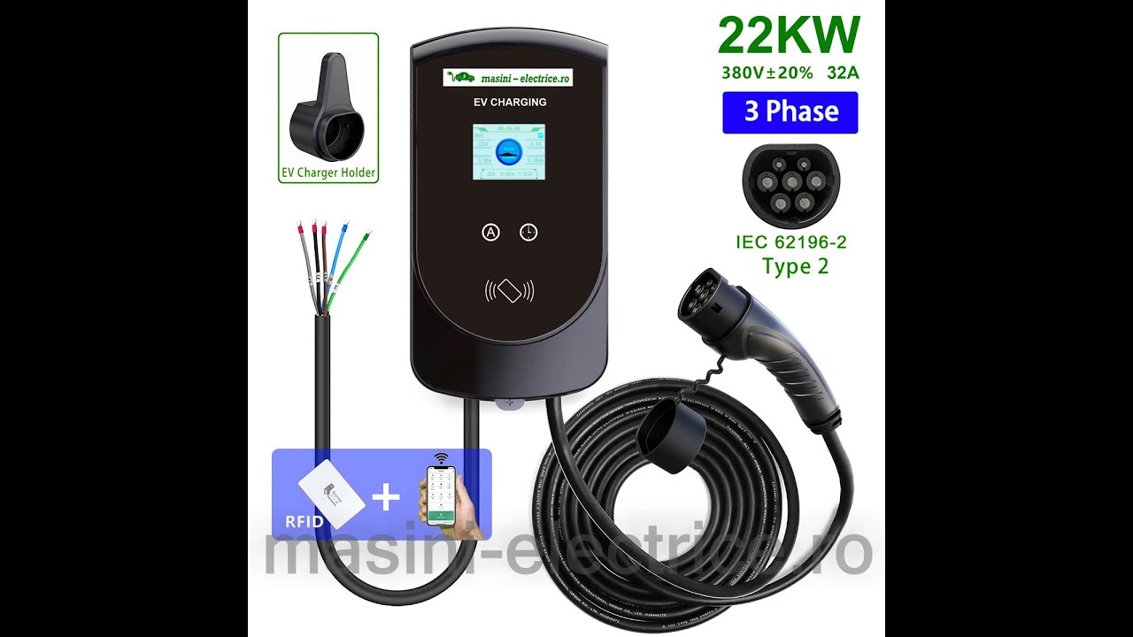 Statie de incarcare  22kW trifazat / 7.4kW monofazat cu RFID si aplicatie telefon