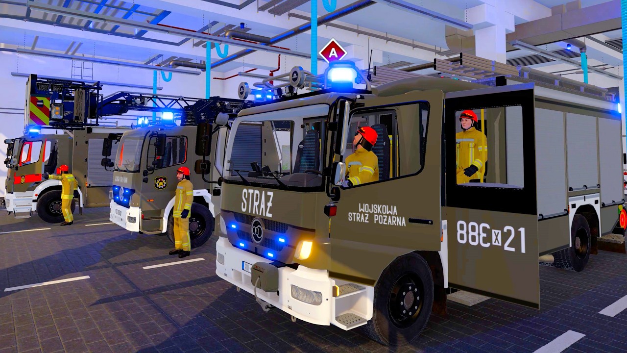 Emergency Call 112 - Polish Military Firefighters Responding (Real Siren)! 4K