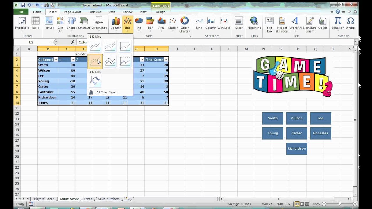Excel Insert Tab